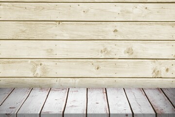 Flat design wooden backdrop is showing horizontal wall planks and whitewashed vertical floor planks