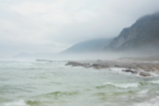 Fototapeta Sea against sky in foggy weather