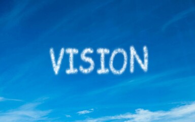 Vision written in white in sky