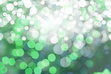 Abstract bokeh lights pattern is shimmering in flat design, with green white pale blue circles