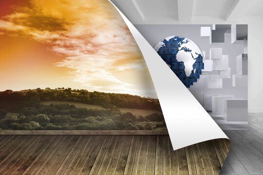 Naklejki Sunny background over picture of earth