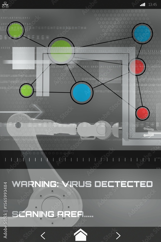Poster digital composite image of circle shape icons on screen
