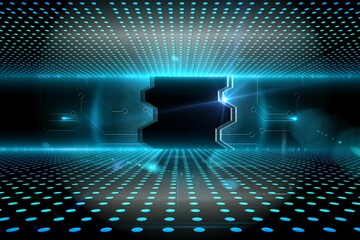 Obraz premium Doorway on technological glowing background