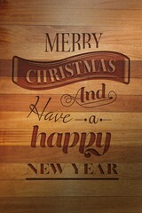 Featuring flat design festive greeting banner on rustic wooden plank background using layered fonts