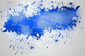 Splash on wall revealing blue world map