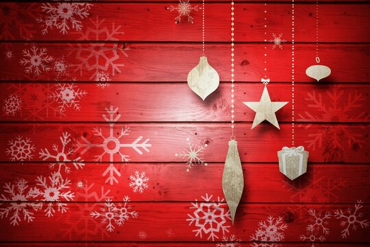 Fototapeta Christmas decorations over wood