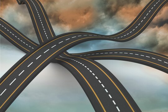 Fototapeta Bumpy roads crossing backdrop