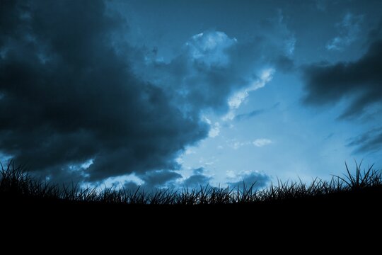 Fototapeta Digitally generated Blue sky over grass