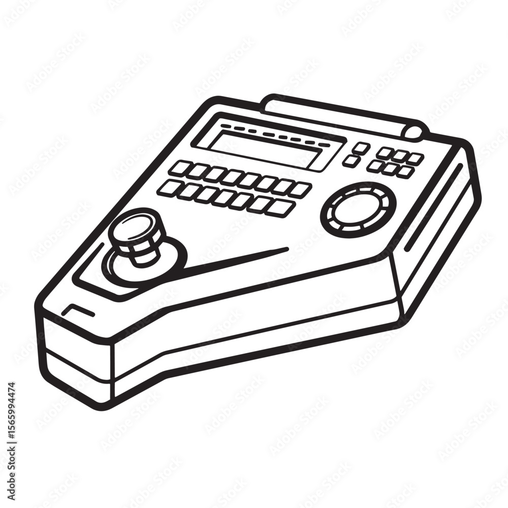 Poster vector illustration of a control panel with buttons and a joystick for professional design.