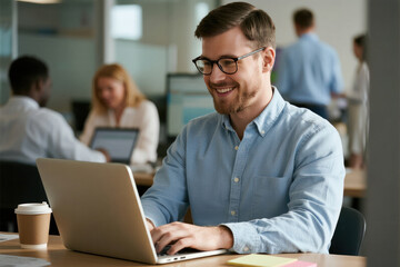 Obraz premium Business Professional Working on Laptop in Office