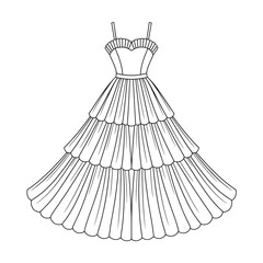 Obraz premium vector illustration of a tulle dress coloring page