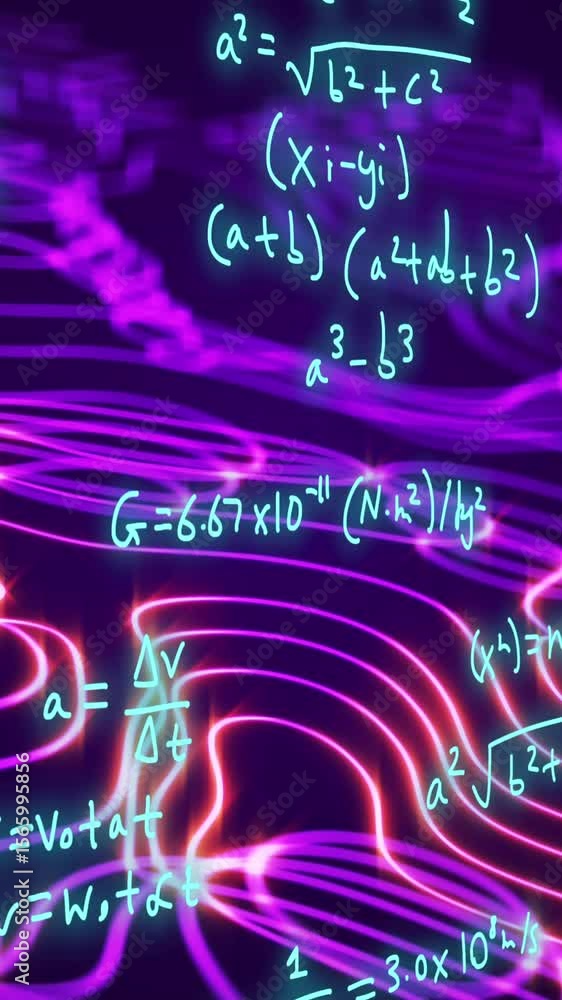 Poster animation of mathematical data processing and network of connections