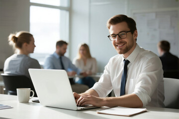 Obraz premium Business Meeting Working on Laptop