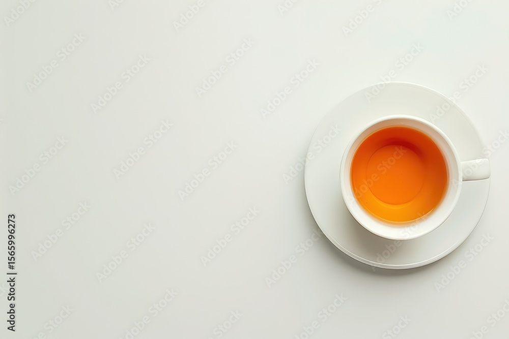 Poster high resolution of minimalistic top view on bright table on the tea