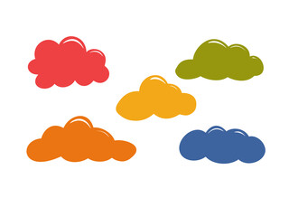 colorful cloud illustration. Cartoon cloud vector set in flat design. Cloud