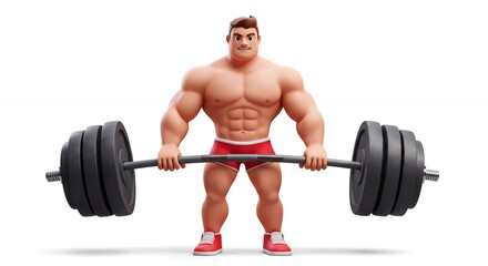 Fototapeta premium Muscular figure lifting barbell illustration