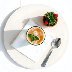 Indonesian kolak served on a white table