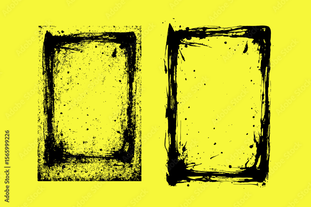 Poster two grunge frames create a textured border on yellow backdrop