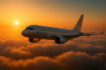 Obraz premium airplane flying through the night sky