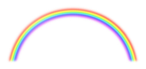 A glowing rainbow arch with soft, blended colors. Striped rainbow arc with transparency. 
