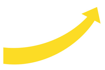 上昇する平面的な黄色い矢印