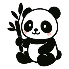 Adorable Panda Eating Bamboo Vector Graphic