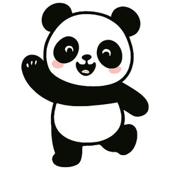 Adorable Waving Panda Cartoon Vector