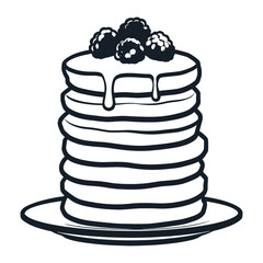 Steaming Pancake Stack with Syrup Drizzle Breakfast Food Illustration Vector File