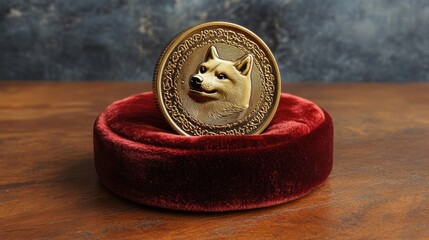 Dog-shaped coin on velvet