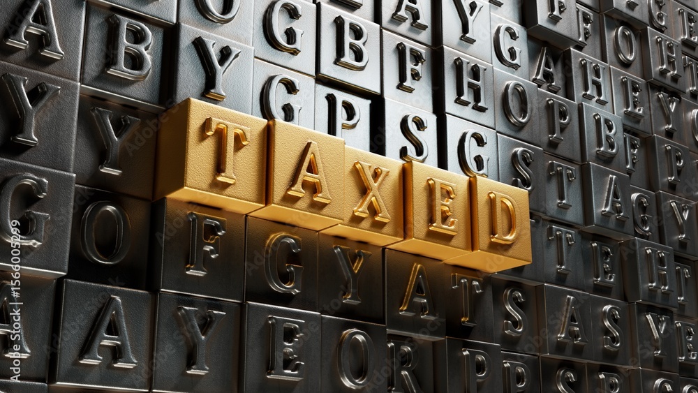 Aufkleber movable type printing with taxed business word.close up of movable type printing,business concept.3d