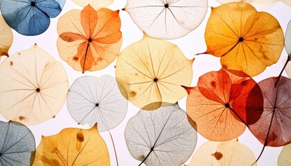 Pressed Petals in Various Hues with Pen Drawn Botanical Outlines Against a White Background Displaying Textural Details