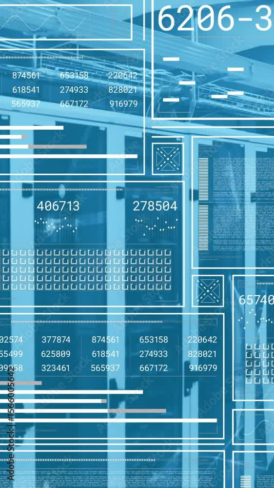 Aufkleber animation of financial data processing over computer severs