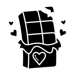 A Delicious Chocolate Bar with Hearts Icon vector solid style