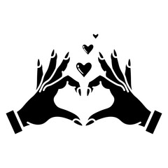 Lovely Hands Forming a Heart Shape with Floating Hearts icon vector solid style