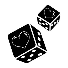 Dice of Love: A Romantic Game of Chance Icon vector solid style