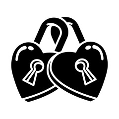 Two Intertwined Heart-Shaped Padlocks: A Symbol of Unbreakable Love Icon vector solid style