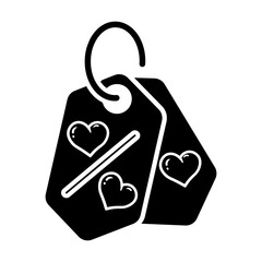 Love Tags Design: Romantic Couple's Gift Tags with Hearts Icon vector solid style