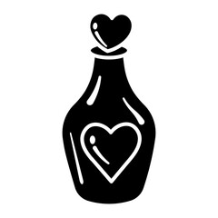 Bottle of Love: A Heartfelt Illustration icon vector solid style