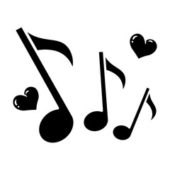 Musical Notes and Hearts: A Delightful Melody of Love icon vector solid style