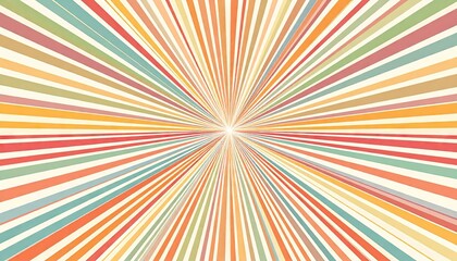 Radial Burst Of Thin Multicolored Lines Emanating From A Central Point Against A Neutral Background