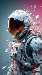 Astronaut in Shattered Space A Digital Art Portrait