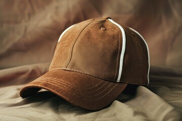 Vibrant Image of a Brown Cap with a White Band on it