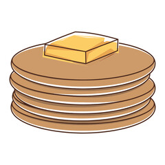 Steaming Pancake Stack with Syrup Drizzle Breakfast Food Illustration Vector File