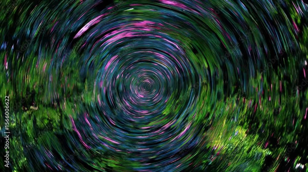 Aufkleber Vibrant Swirling Abstract Pattern Dynamic Green, Blue, and Pink Colors in Circular Motion Creating Mesmerizing Visual Experience and Hypnotic Effect with Depth and Intrigue