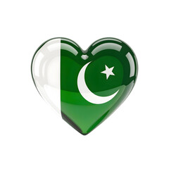 Pakistan Flag in 3D Glass Heart Symbol	