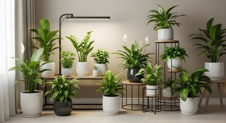 Modern Home Decor: Lush Greenery in Stylish Pots and Plant Stands