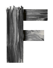Artistic letter F created with bold black and white paint brush strokes in a modern and abstract style