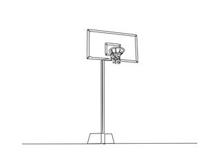 Continuous one line drawing of basketball hoop. Basketball hoop ring outline illustration. Editable vector.