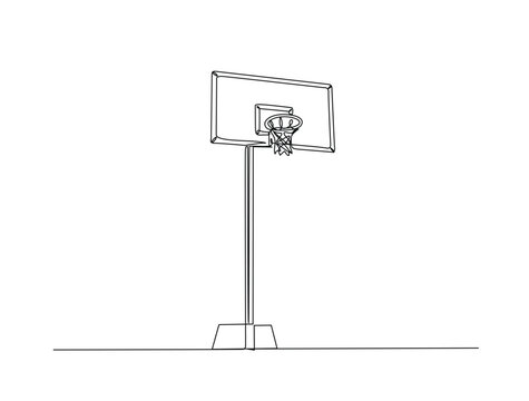 Continuous one line drawing of basketball hoop. Basketball hoop ring outline illustration. Editable vector.