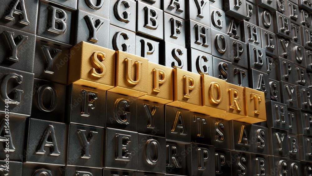 Poster support.3d illustration of movable type printing.close up of movable type printing,3d rendering on g